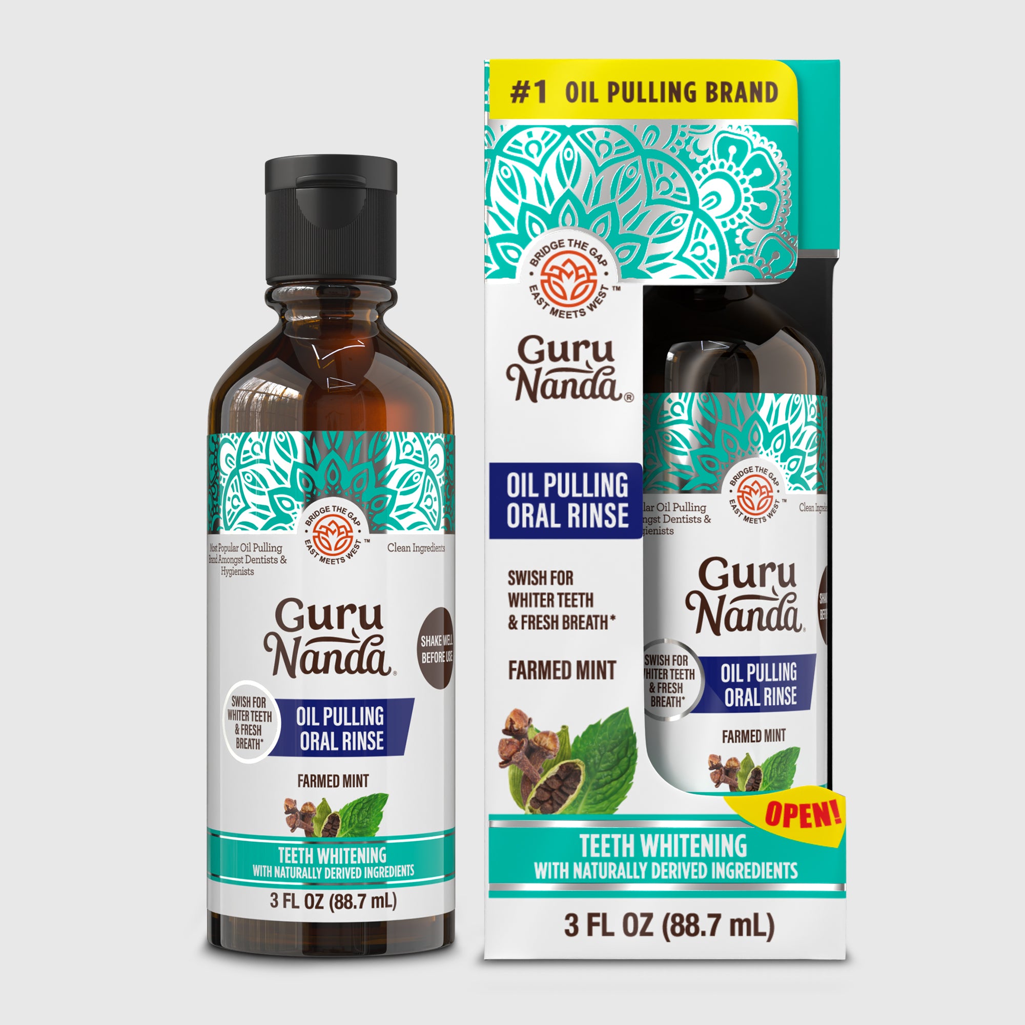 Farmed Mint Oil Pulling with 7 Essential Oils & Vitamins D3, E & K2 by GuruNanda — brand photography