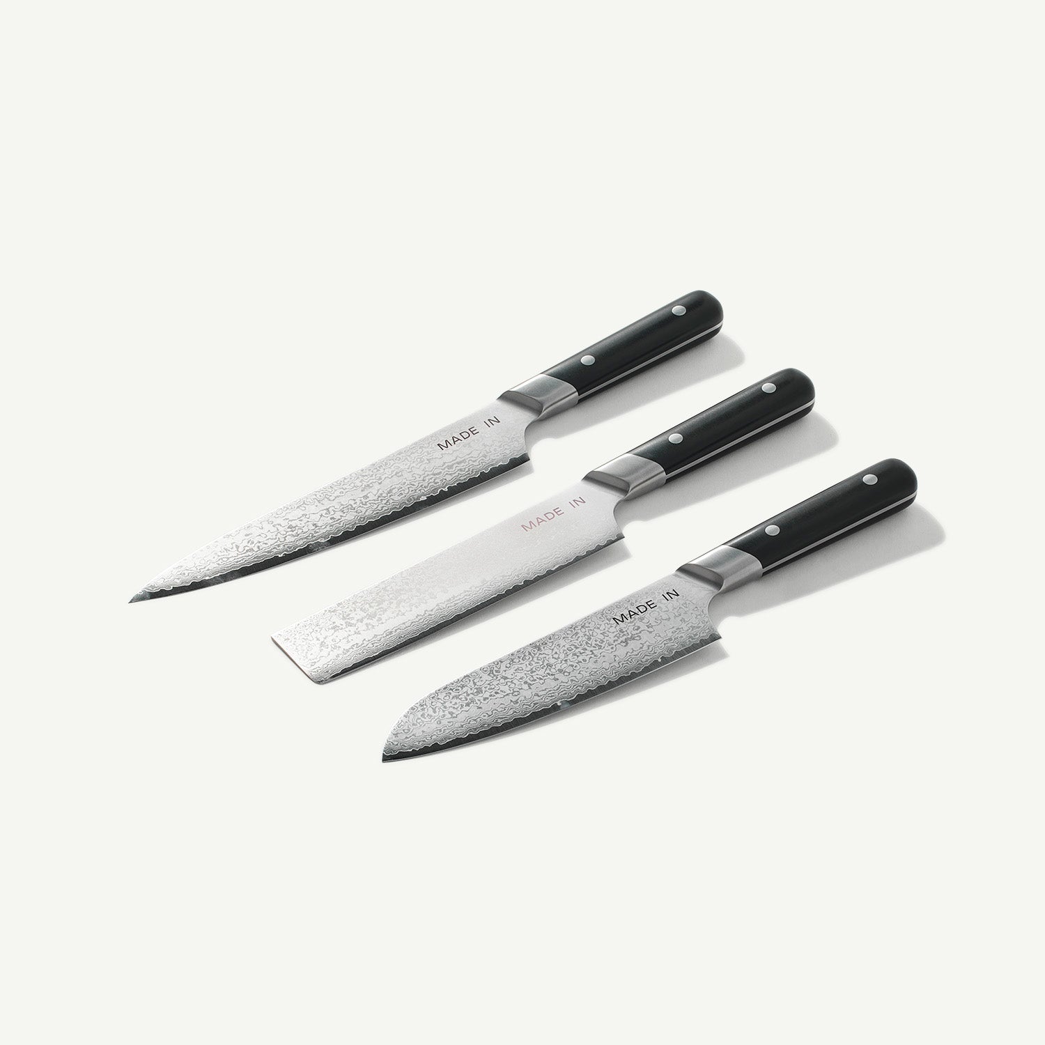 Japanese Damascus Steel Knife Set by Made In — brand photography